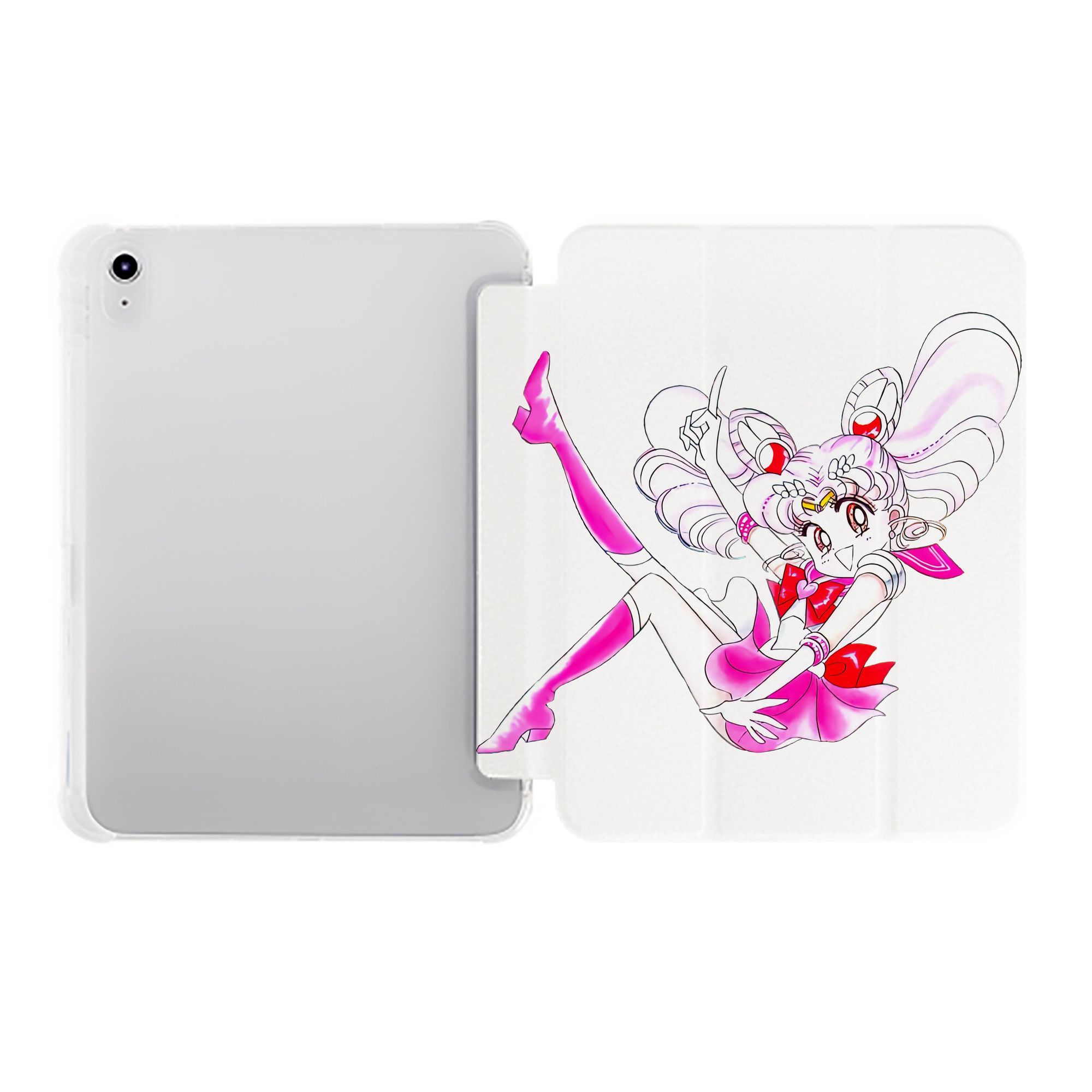 （画像用） 美少女戦士セーラームーン ちびうさ Sailor Moon Chibiusa Tsukino Usagi Small Lady Serenity IPad ケース ペン収納付き 三つ折りスタンド PUレザー×シリコン 対応機種9.5/10.5/10.9インチ